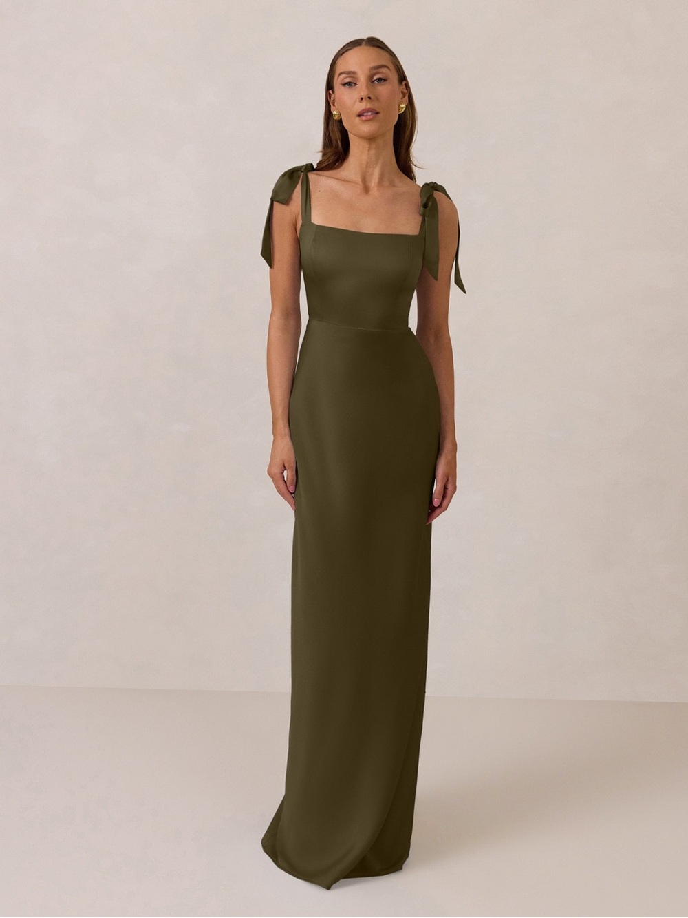 NWT Park & Fifth Albright Dress in Moss Satin Size Medium Bridesmaid Maxi
